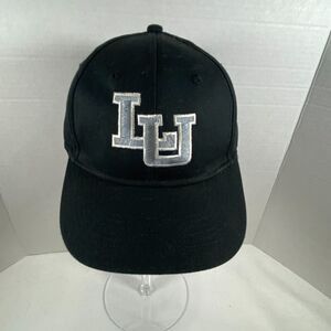 UltraClub LU Logo Hat Black Silver Embroidered Youth Kids Baseball Cap Strapback